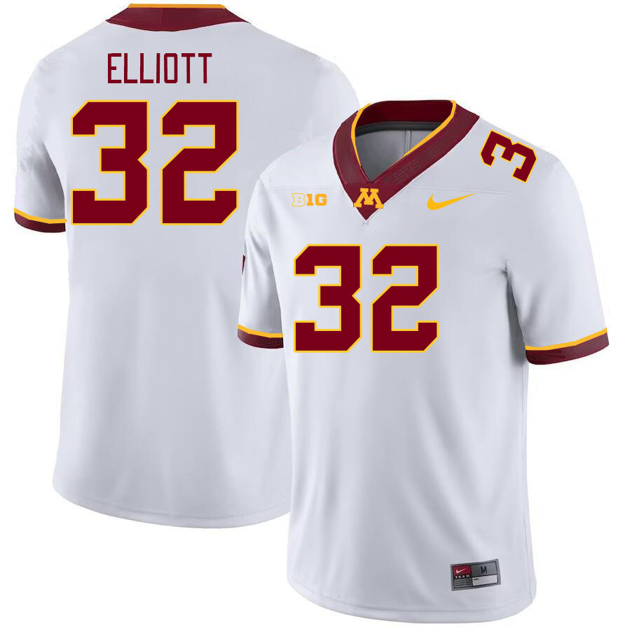 Men #32 Alex Elliott Minnesota Golden Gophers College Football Jerseys Stitched Sale-White - Click Image to Close